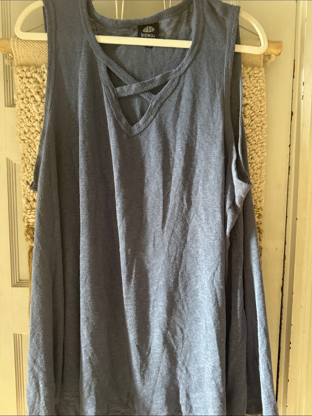 bobeau Gray-Blue Sleeveless Crisscross V-Neck Tank 3x